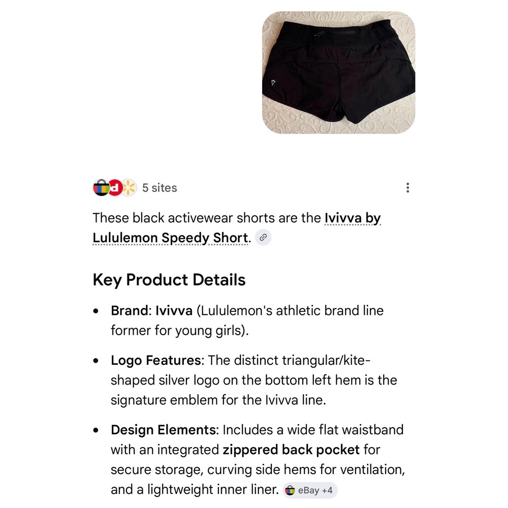 Ivivva by Lululemon Girls Speedy Shorts Black Size 12 IG7220S Zipper Pocket - Picture 5 of 5